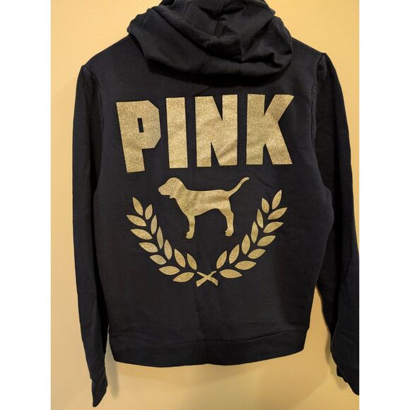 Victoria's Secret Y2K 2021 Navy Blue & Silver Glitter Dog Logo Full-Zip Set - Picture 3 of 6